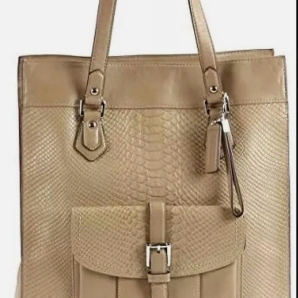 Coach Charlie Embossed Python Leather Tote Luxury Bag Old Money Quiet Luxury - Picture 1 of 16